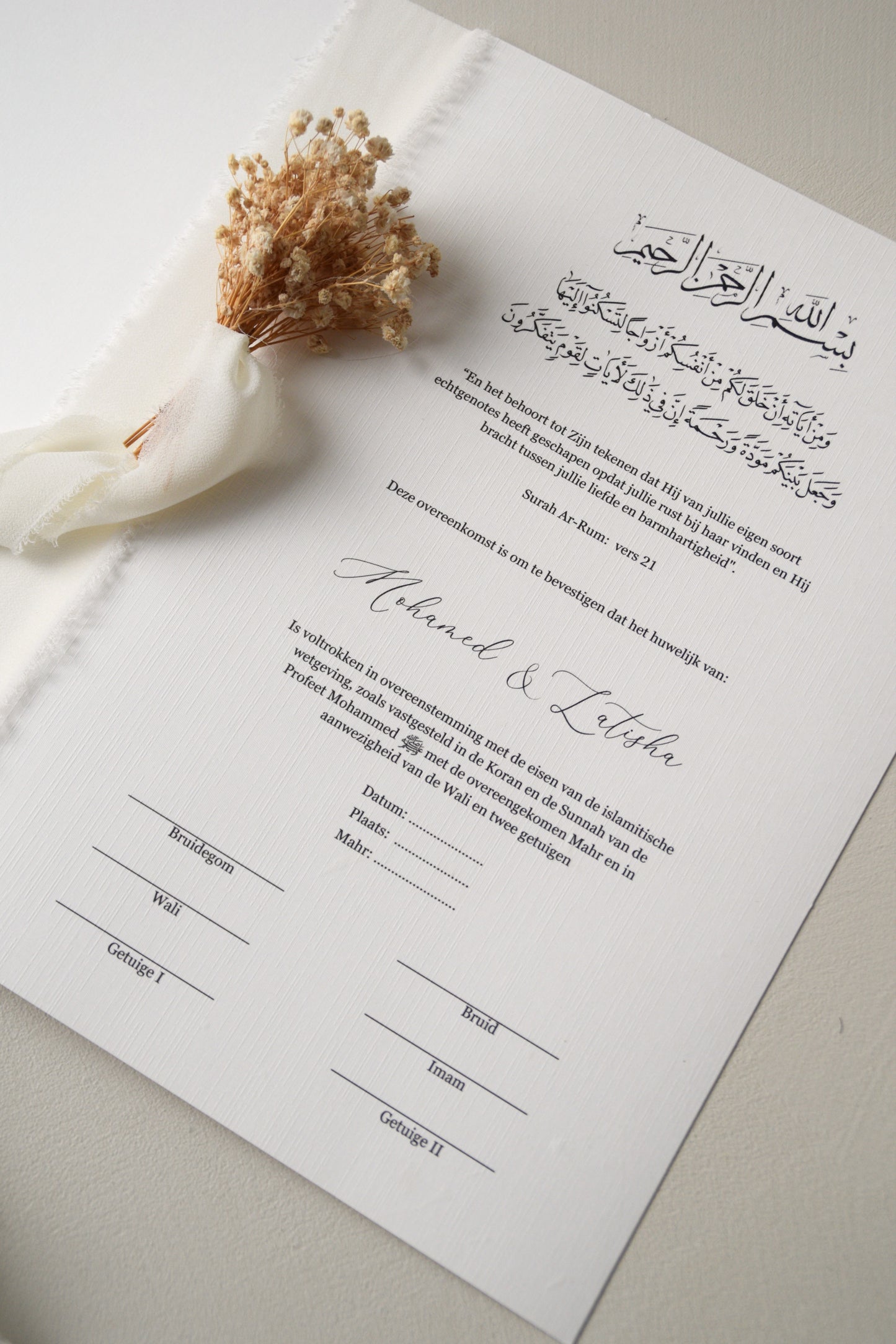 Safha of Baby's Breath - Marriage Certificate