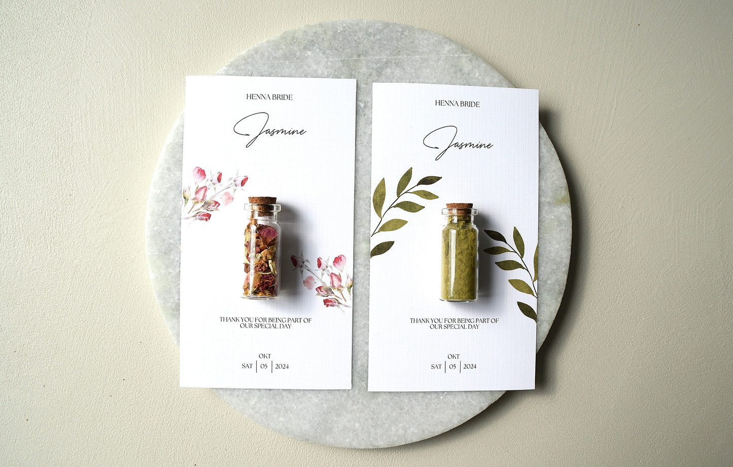 Safha of Roses - Table card bottles of rosebuds