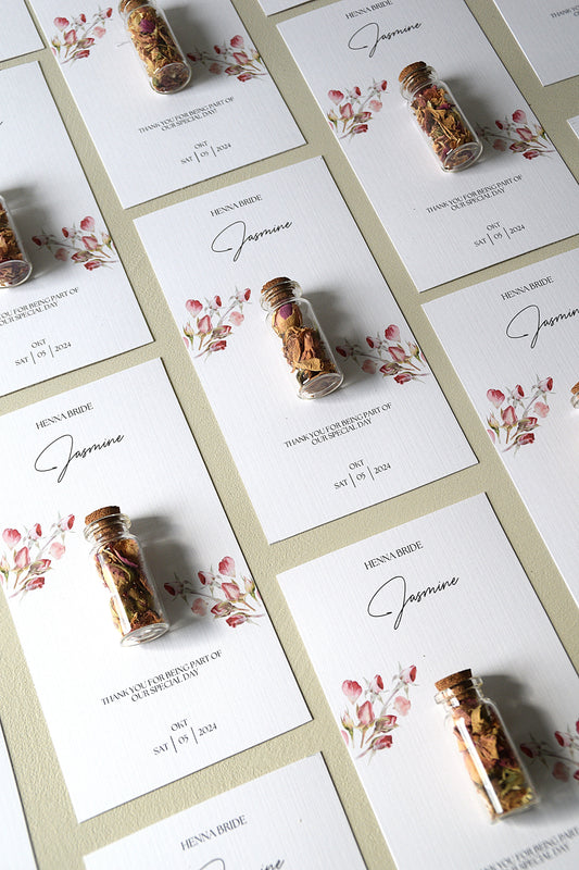 Safha of Roses - Table card bottles of rosebuds